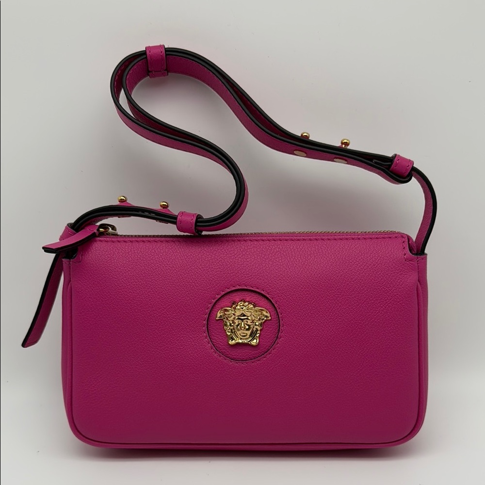 Versace Fuchsia Crossbody Bag with Gold Medusa